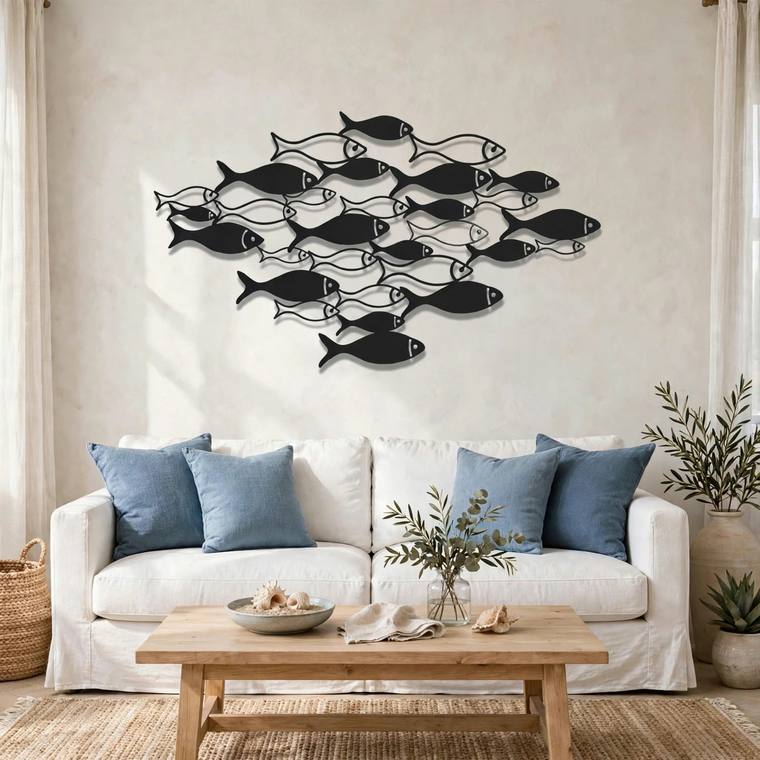 Banco de peces, decoración de pared en MDF