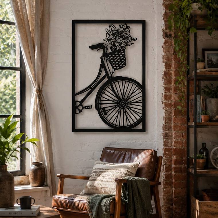 Bicicleta vintage, decoración de pared en MDF