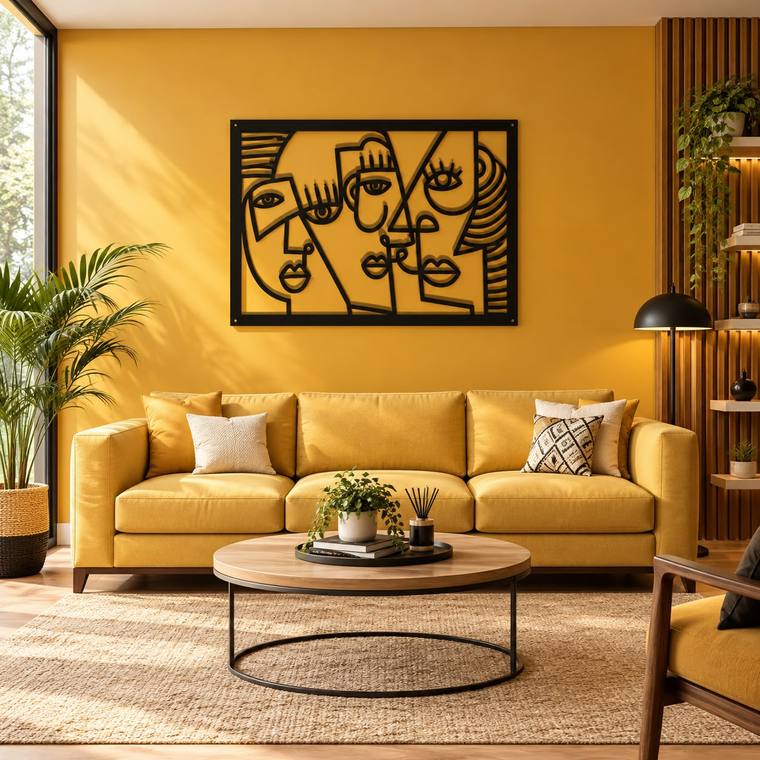 Caras abstractas, decoración de pared en MDF