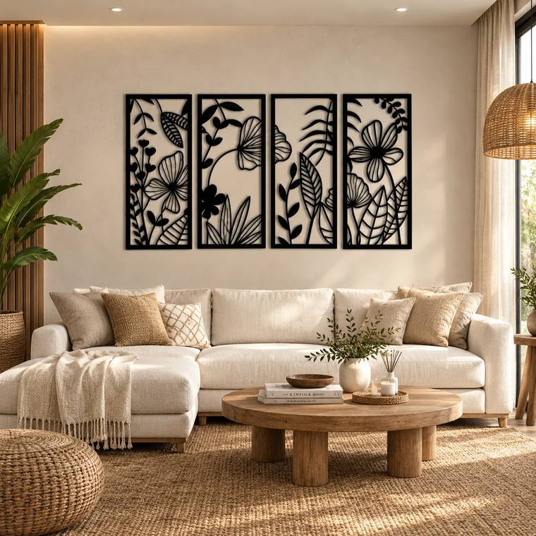 Conjunto floral, decoración de pared en MDF