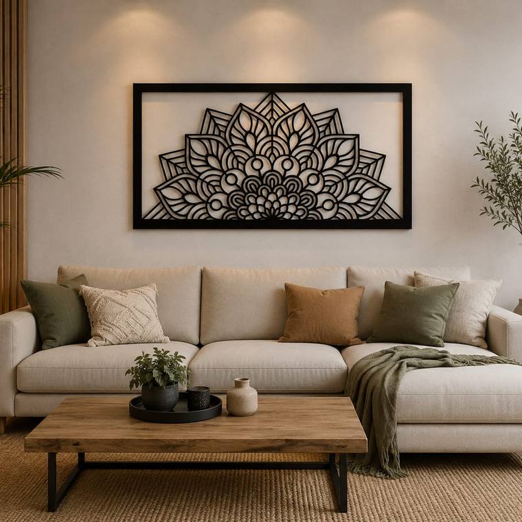 Mandala en marco, decoración de pared en MDF