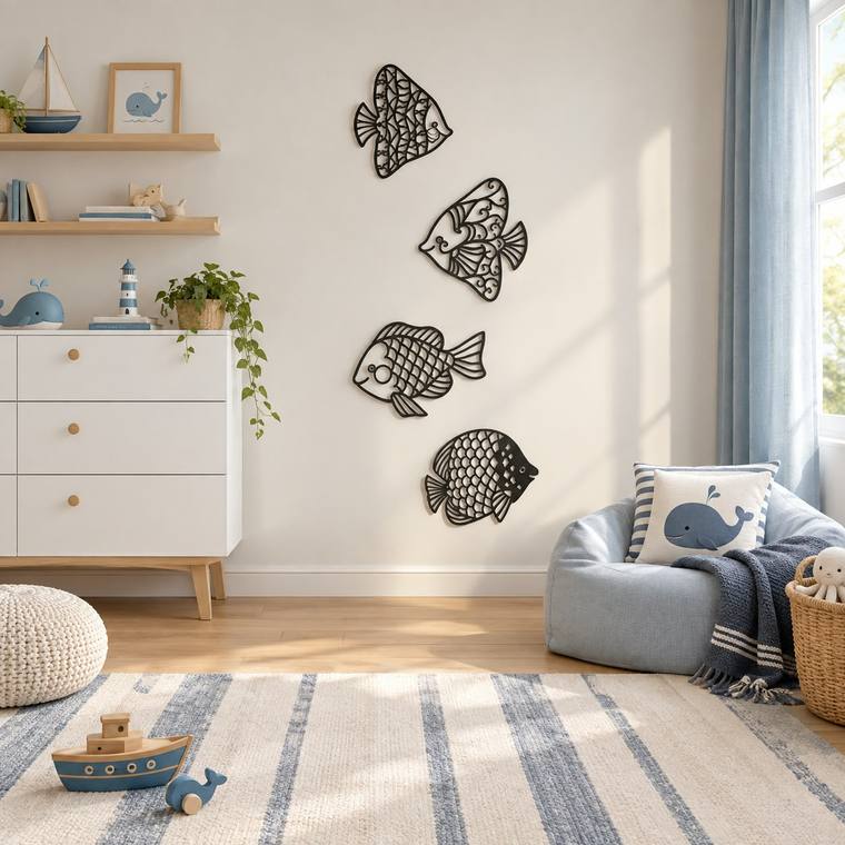 Peces, decoración de pared en MDF